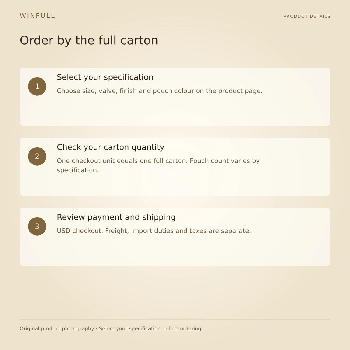 WINFULL order by the full carton; classic coffee packaging