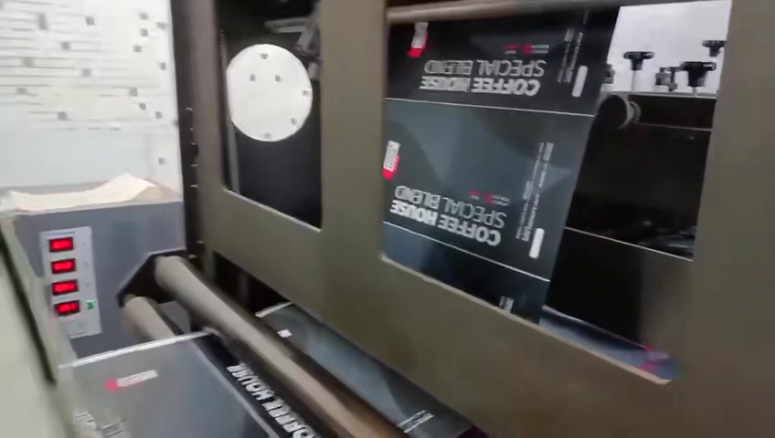 Frame from supplied coffee pouch production-line video