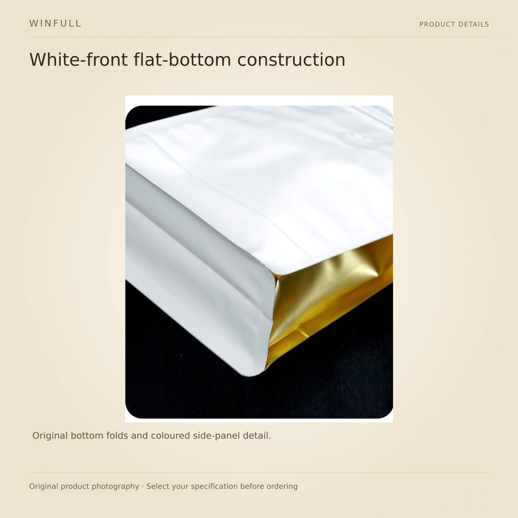 WINFULL white-front flat-bottom construction; color panel coffee packaging