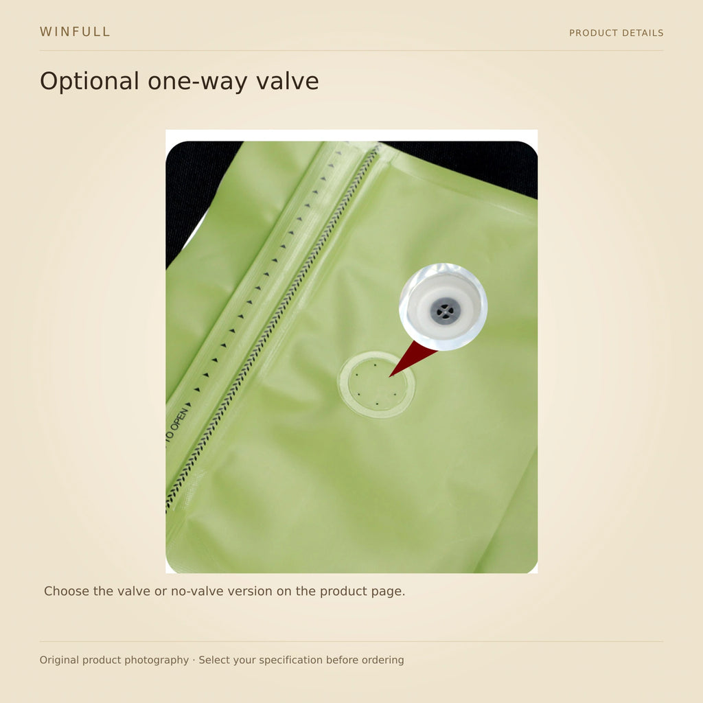 WINFULL optional one-way valve; cube coffee packaging