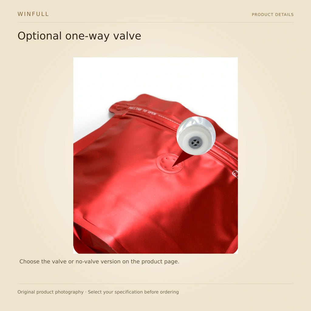WINFULL optional one-way valve; diamond coffee packaging