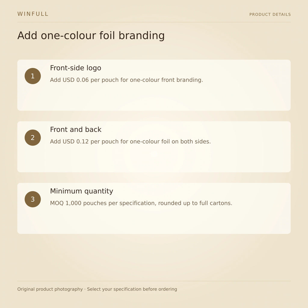 WINFULL add one-colour foil branding; rope handle coffee packaging