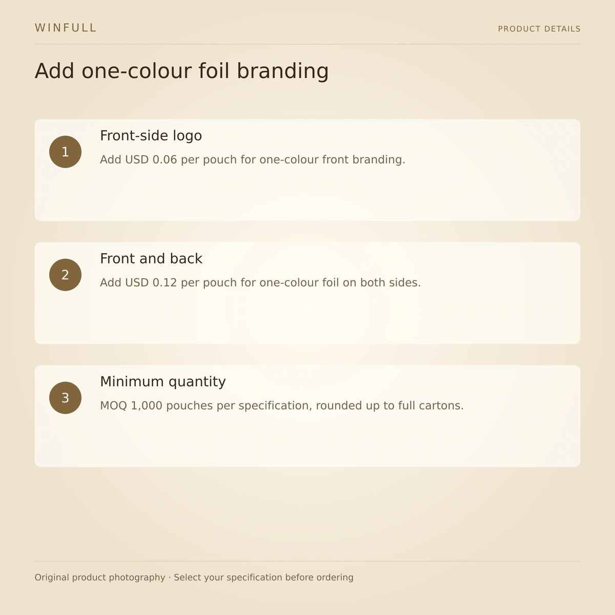 WINFULL add one-colour foil branding; rope handle coffee packaging