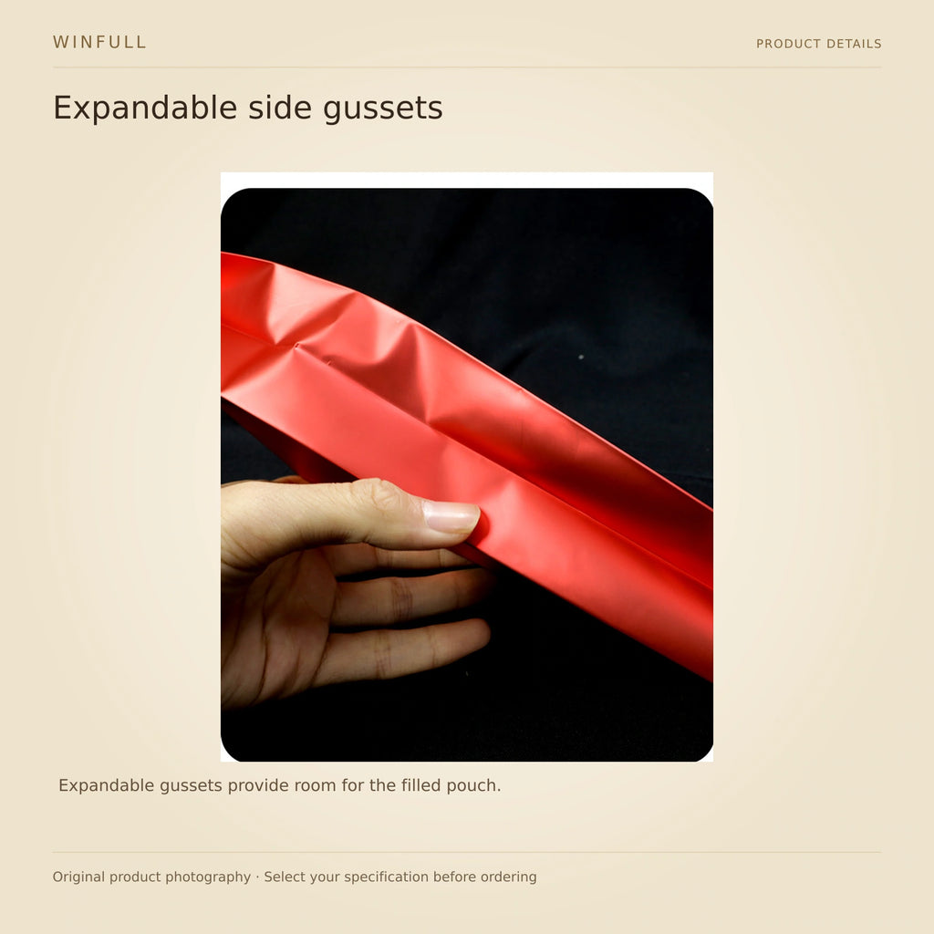 WINFULL expandable side gussets; side gusset coffee packaging
