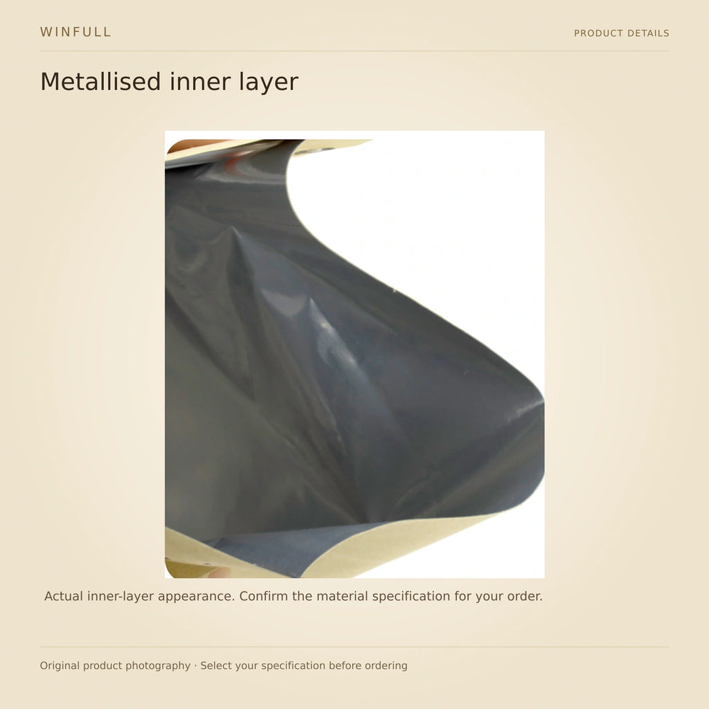 WINFULL metallised inner layer; stand up coffee packaging