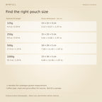 WINFULL find the right pouch size; stand up coffee packaging